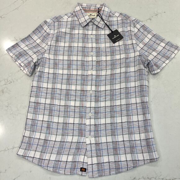 The Normal Brand NEW S Freshwater Button Up Short Sleeve Shirt Clear Sky Plaid - Picture 1 of 15